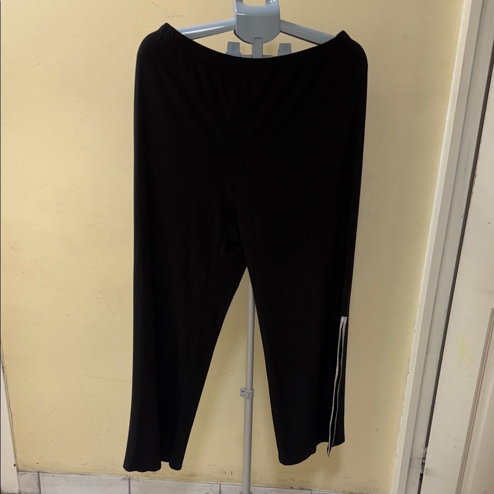 MSK Black Wide Leg Pants with Side Zipper Detail
